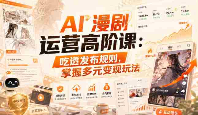 AI漫剧运营高阶课：吃透发布规则，掌握多元变现玩法-湘创网