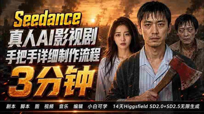 （19706期） 3分钟真人AI影视剧怎么做？SD 2.0手把手完整制作流程｜Higgsfield 14天SD 2.0/2.5无限生成-湘创网