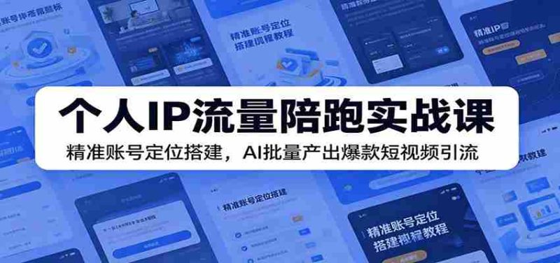 个人IP流量陪跑实战课：精准账号定位搭建，AI批量产出爆款短视频引流-湘创网