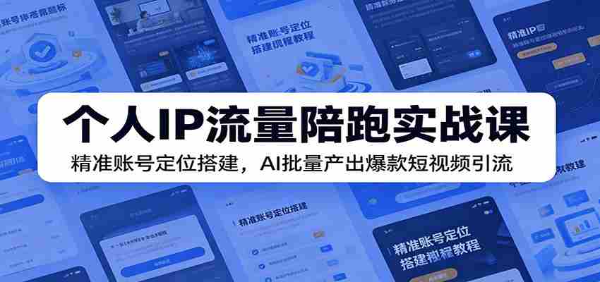个人IP流量陪跑实战课：精准账号定位搭建，AI批量产出爆款短视频引流-湘创网