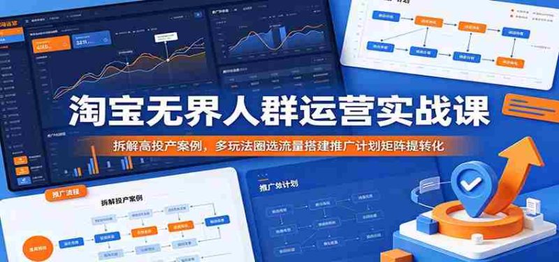 淘宝无界人群运营实战课:拆解高投产案例,多玩法圈选流量搭建推广计划矩阵提转化-湘创网