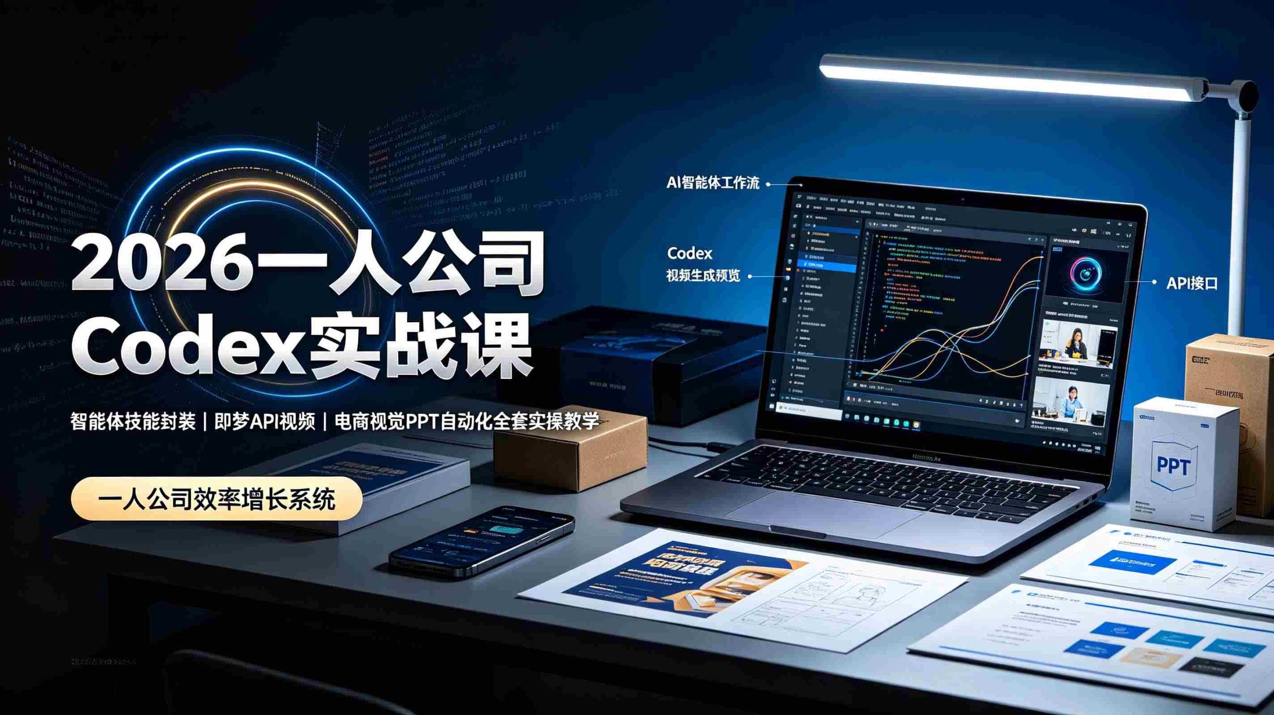 (19503期)2026一人公司Codex实战课◆智能体技能封装|即梦API视频|电商视觉PPT自动化全套实操教学-湘创网