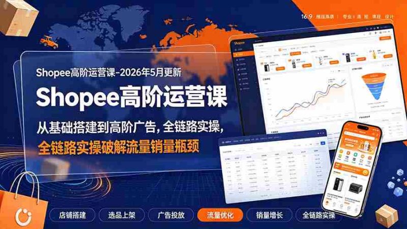 (19443期)Shopee高阶运营课-2026年更新,从基础搭建到高阶广告,全链路实操破解流量销量瓶颈-湘创网