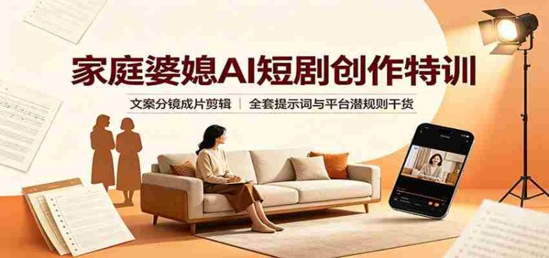 家庭婆媳AI短剧创作特训:文案分镜成片剪辑,全套提示词与平台潜规则干货-湘创网