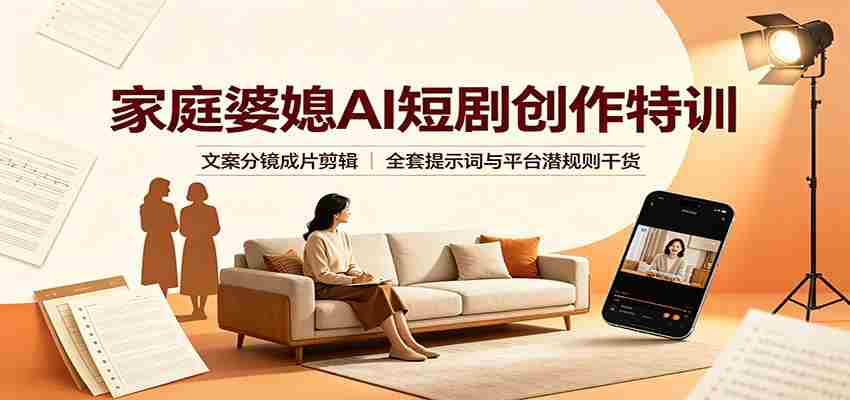 家庭婆媳AI短剧创作特训：文案分镜成片剪辑，全套提示词与平台潜规则干货-湘创网