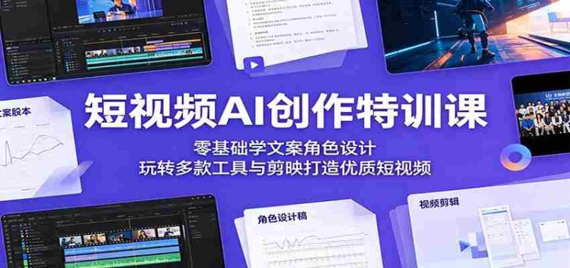 短视频AI创作特训课:零基础学文案角色设计,玩转多款工具与剪映打造优质短视频-湘创网