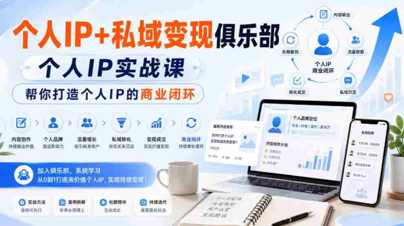个人IP+私域变现俱乐部，个人IP实战课，帮你打造个人IP的商业闭环-湘创网