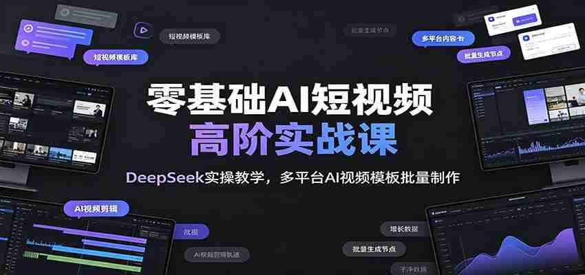 零基础AI短视频高阶实战课：DeepSeek实操教学，多平台AI视频模板批量制作-湘创网