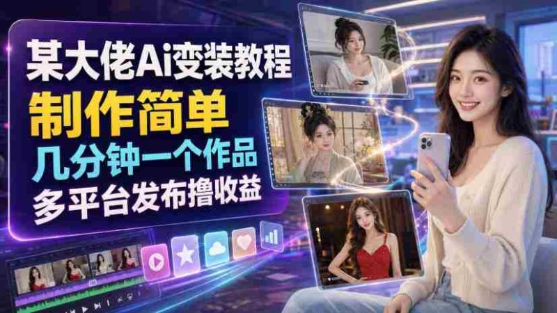 某大佬Ai变装教程,制作简单,几分钟一个作品,多平台发布撸收益-湘创网