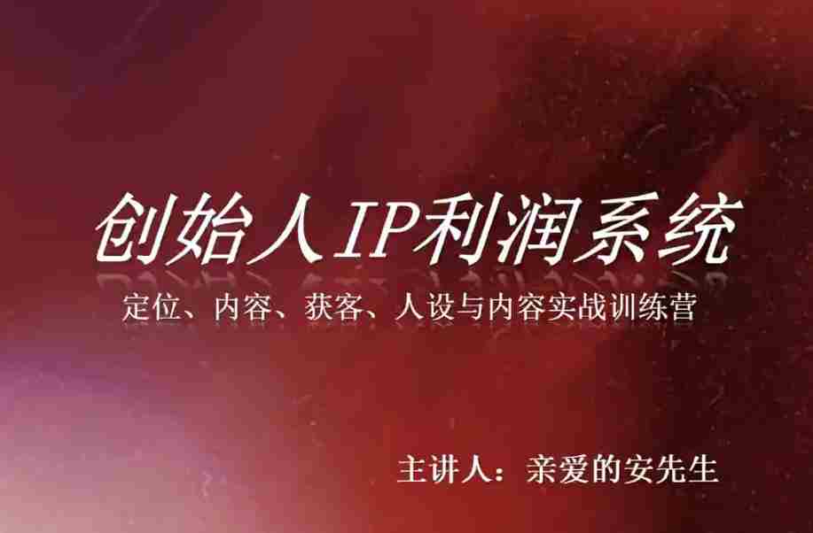 创始人IP利润系统8月训练营,定位、内容、获客、人设与内容实战训练营