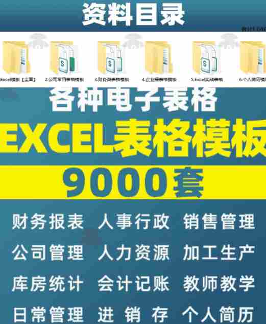 自费购买素材合集!超全Excel常用模版系列,分类清晰,共9000+套excel模型合集+个人简历素材