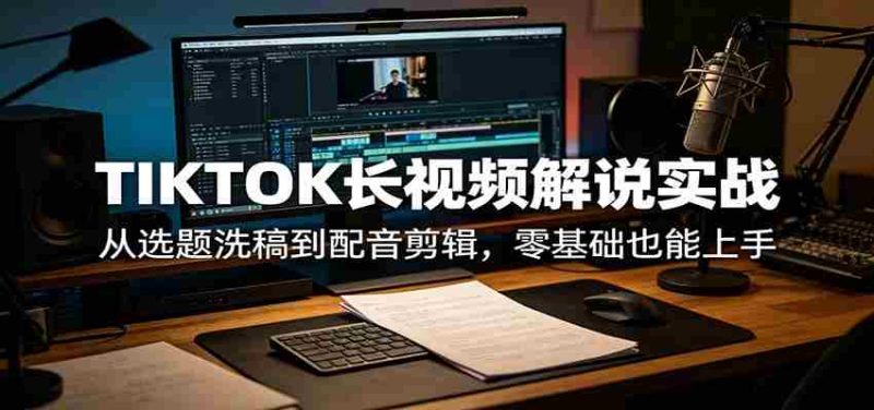 TIKTOK长视频解说实战:从选题洗稿到配音剪辑,零基础也能上手-湘创网