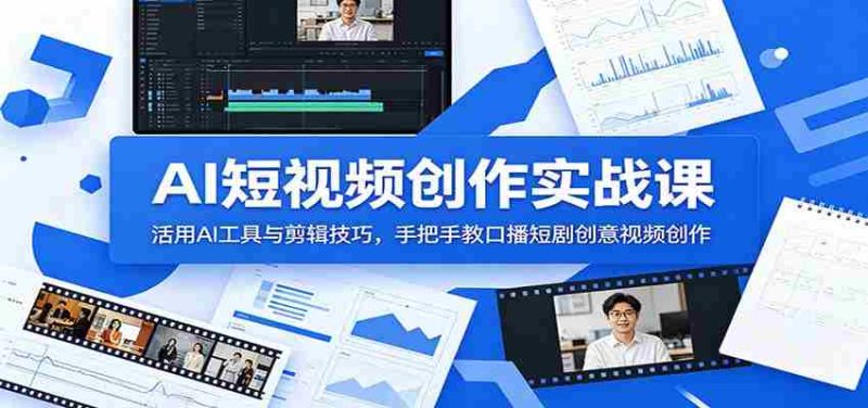 AI短视频创作实战课:活用AI工具与剪辑技巧,手把手教口播短剧创意视频创作-湘创网