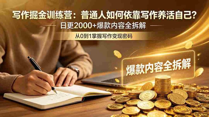 (18901期)写作掘金训练营:普通人如何依靠写作养活自己?日更2000+爆款内容全拆解-湘创网