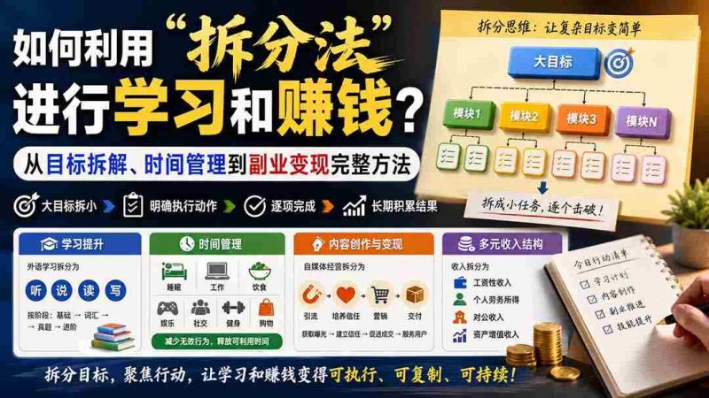 (20022期)付费文章:如何利用“拆分法”进行学习和賺钱?从目标拆解、时间管理到副业变现完整方法-湘创网