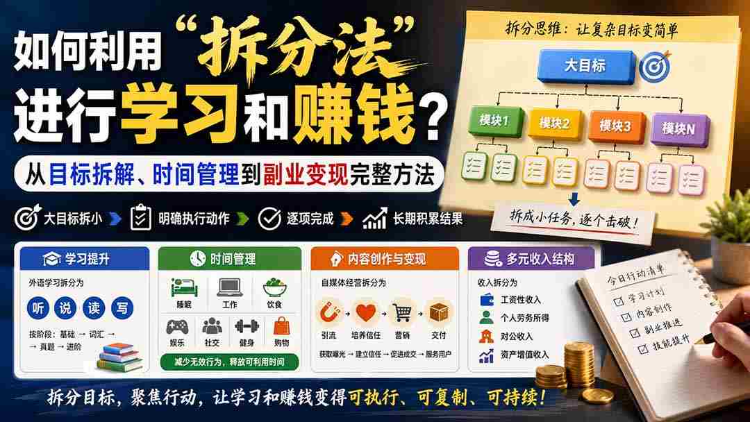 （20022期）付费文章：如何利用“拆分法”进行学习和賺钱？从目标拆解、时间管理到副业变现完整方法-湘创网