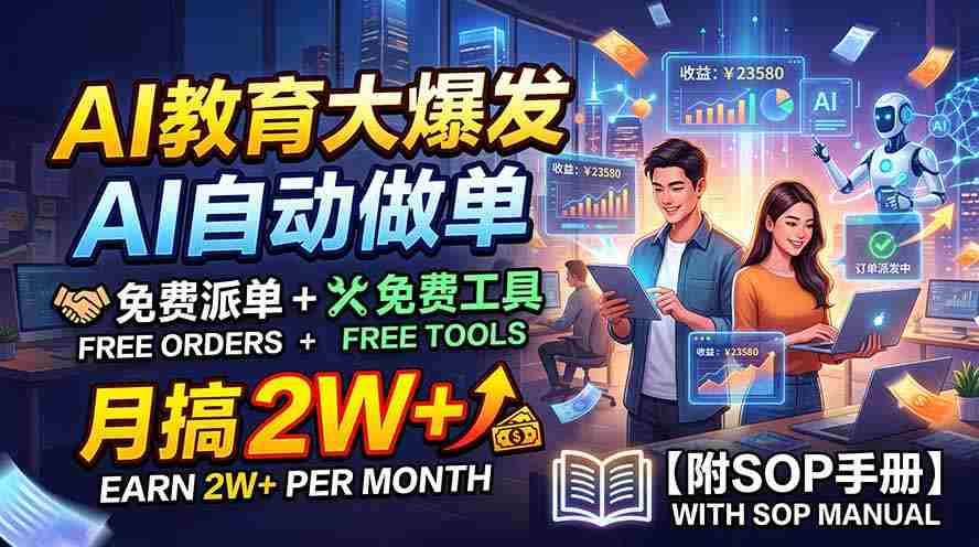 （19731期）AI教育大爆发，AI自动做单，免费派单+免费工具，月搞2W+【附SOP手册】-湘创网