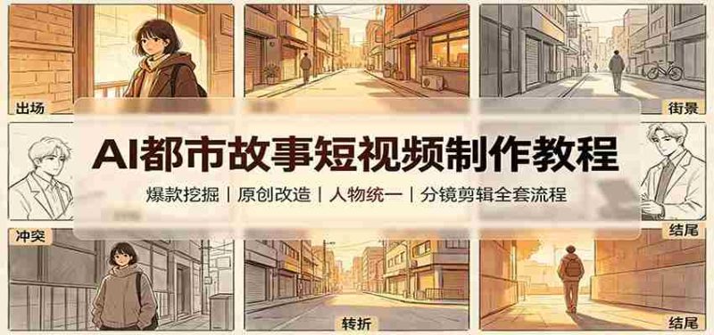 AI都市故事短视频制作教程:爆款挖掘原创改造,人物统一分镜剪辑全套流程-湘创网
