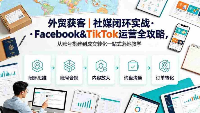 (19526期)外贸获客|社媒闭环实战·Facebook&TikTok运营全攻略,从账号搭建到成交转化一站式落地教学-湘创网