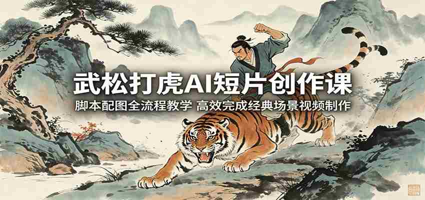 武松打虎AI短片创作课：脚本配图全流程教学，高效完成经典场景视频制作-湘创网