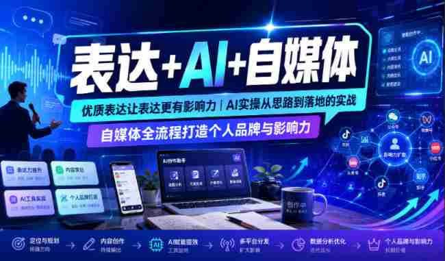 表达+AI+自媒体，优质表达让表达更有影响力|AI实操从思路到落地的实战|自媒体全流程打造个人品牌与影响力-湘创网