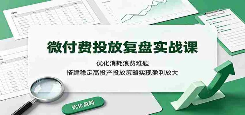 微付费投放复盘实战课:优化消耗浪费难题,搭建稳定高投产投放策略实现盈利放大-湘创网