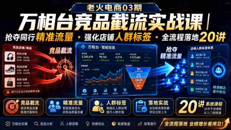 老火电商03期・万相台竞品截流实战课|抢夺同行精准流量・强化店铺人群标签・全流程落地20讲-湘创网