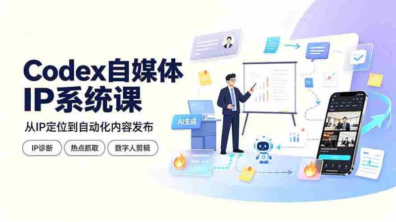 (19258期)Codex自媒体IP系统课:IP诊断/热点抓取/IP蒸馏 Skill,爆款复刻数字人多平台自动发布教程-湘创网