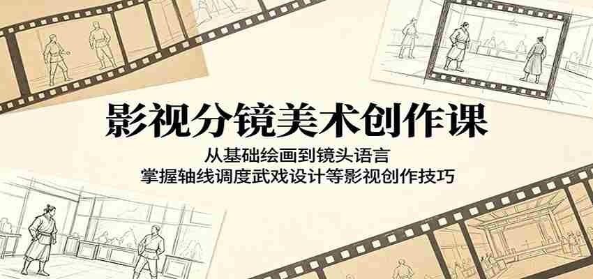 影视分镜美术创作课：从基础绘画到镜头语言，掌握轴线调度武戏设计等影视创作技巧-湘创网