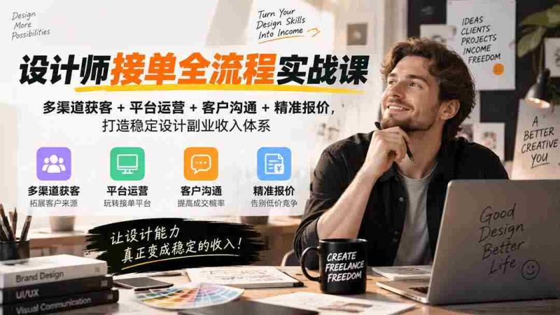 实战解析:设计师订单全链路攻略——无版权水印版,全面掌握多途径吸客、平台经营、沟通技巧与精准报价,构建稳固的设计兼职盈利结构-湘创网