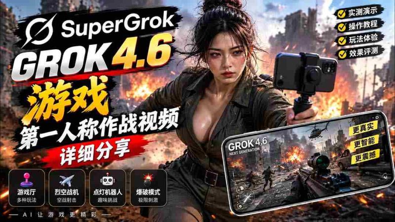 Grok 4.6 也能做游戏?第一人称作战视频实测|玩法详细讲解-湘创网