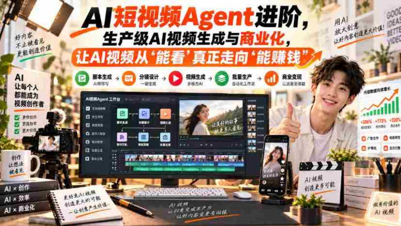 AI短视频Agent进阶,生产级AI视频生成与商业化,让AI视频从”能看”真正走向”能賺钱”-湘创网