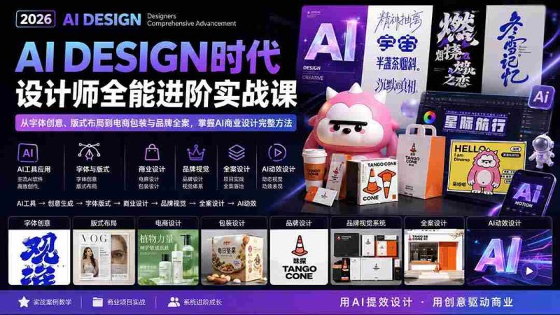 (20195期)2026AI DESIGN时代设计师全能进阶实战课:从字体创意、版式布局到电商包装与品牌全案,掌握AI商业设计完整方法-湘创网
