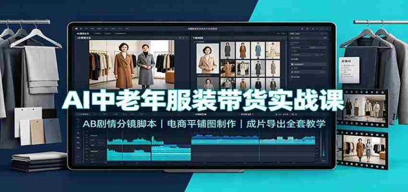 AI中老年服装带货实战课:AB剧情分镜脚本,电商平铺图制作,成片导出全套教学-湘创网