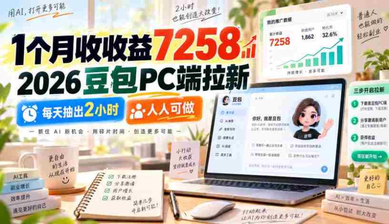30天赚得7258元收益,2026年豆包平台电脑端招募新用户,仅需每日投入2小时,轻松参与赚钱机会-湘创网