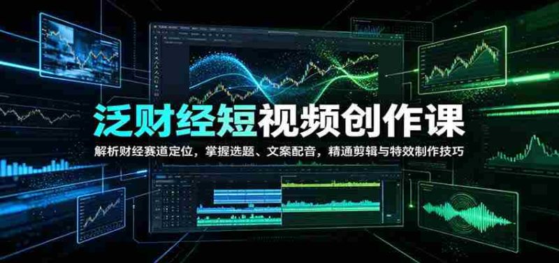 泛财经短视频创作课：解析财经赛道定位，掌握选题、文案配音，精通剪辑与特效制作技巧-湘创网