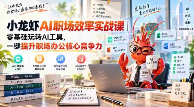 小龙虾AI职场效率实战课|零基础玩转AI工具,一键提升职场办公核心竞争力-湘创网