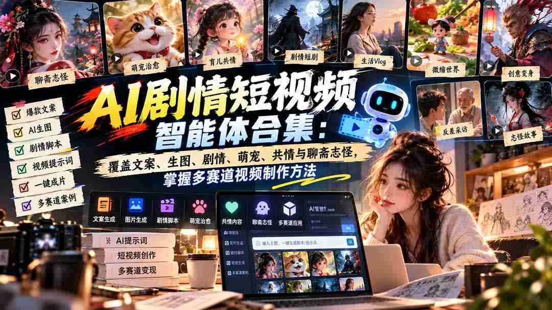 AI剧情短视频达人集结：一文掌握文案撰写、生图制作、剧情构建、萌宠互动、情感共鸣及聊斋风韵，全方位解锁视频制作多技能-湘创网