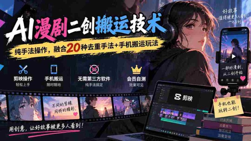 创新AI技术在漫剧二创中的应用:融合多样去重技巧与手机便捷搬运方法-湘创网