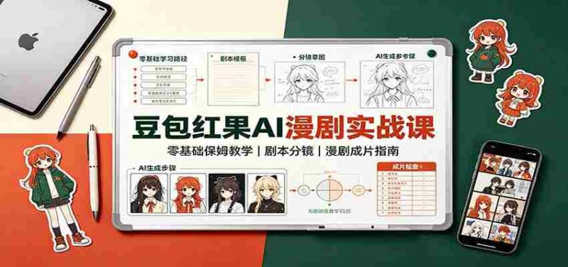 豆包红果AI漫剧实战课:零基础保姆教学,剧本分镜,漫剧成片指南-湘创网