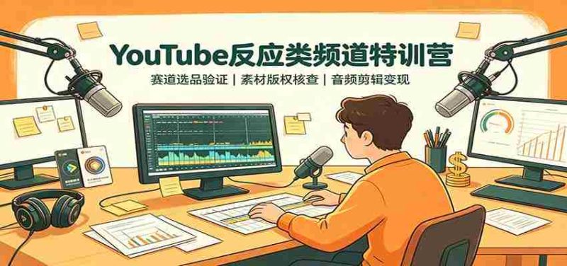 YouTube反应类频道特训营：赛道选品验证，素材版权核查，音频剪辑变现-湘创网