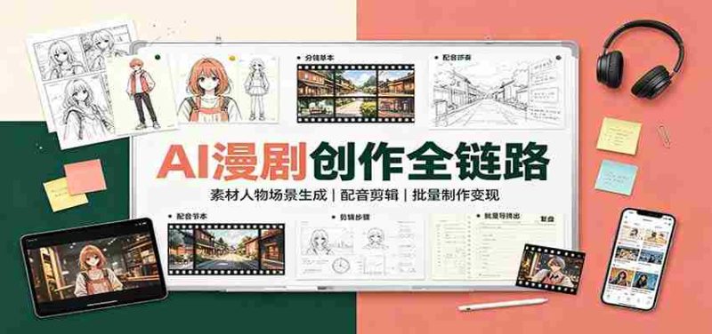 AI漫剧创作全链路:素材人物场景生成,配音剪辑,批量制作变现-湘创网