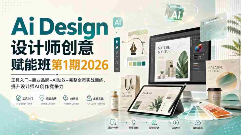 Ai Design设计师创意赋能班第1期2026|工具入门‑商业品牌‑AI动效‑完整全案实战训练,提升设计师AI创作竞争力-湘创网