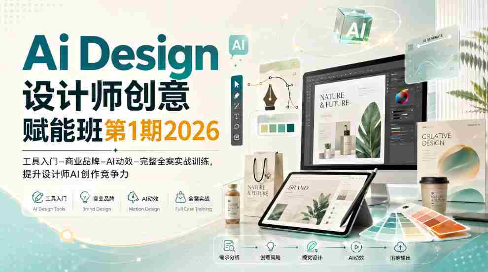 Ai Design设计师创意赋能班第1期2026｜工具入门‑商业品牌‑AI动效‑完整全案实战训练，提升设计师AI创作竞争力-湘创网