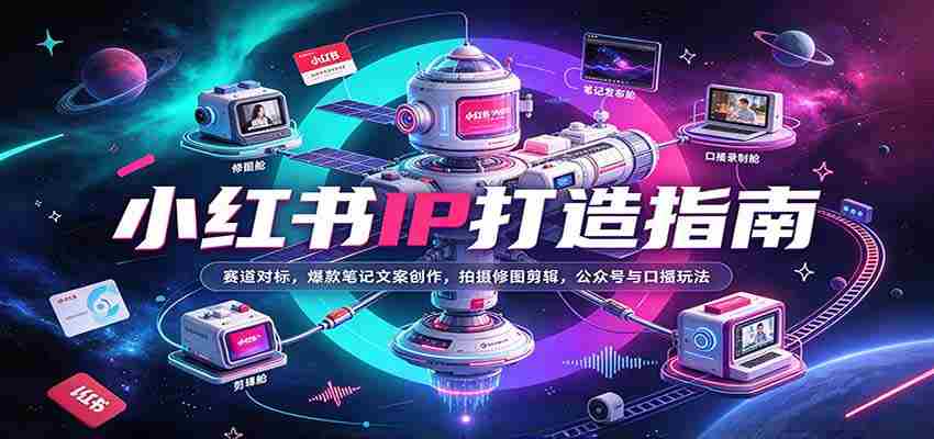 小红书IP打造指南：赛道对标，爆款笔记文案创作，拍摄修图剪辑，公众号与口播玩法-湘创网