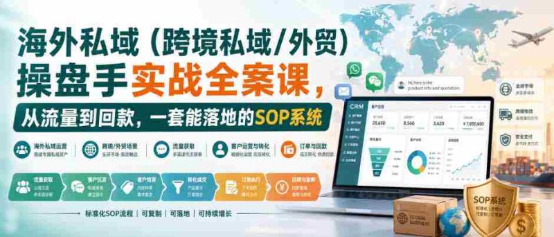 海外私域(跨境私域/外贸)操盘手实战全案课,从流量到回款,一套能落地的SOP系统-湘创网