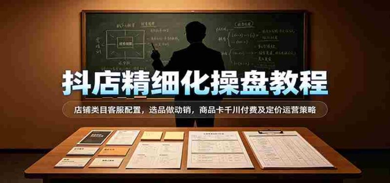 抖店精细化操盘教程:店铺类目客服配置,选品做动销,商品卡千川付费及定价运营策略-湘创网