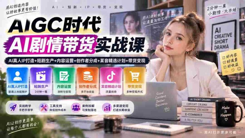 AI内容创作新纪元:真人IP塑造与短剧制作攻略,深度解析内容运营与创作者收益分享,揭秘抖音精选计划与带货盈利之道-湘创网