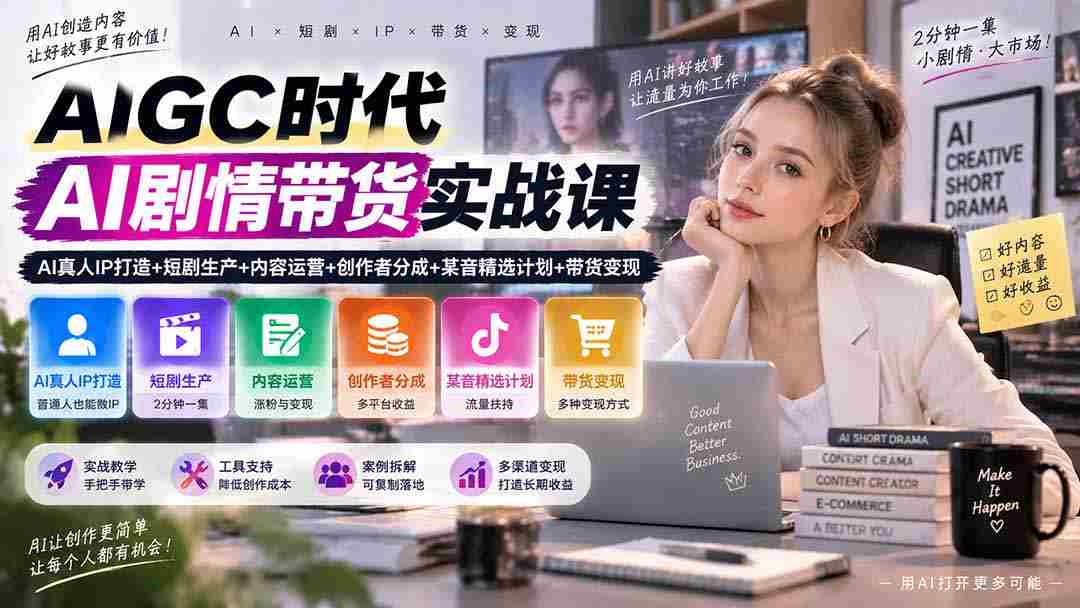 AI内容创作新纪元：真人IP塑造与短剧制作攻略，深度解析内容运营与创作者收益分享，揭秘抖音精选计划与带货盈利之道-湘创网