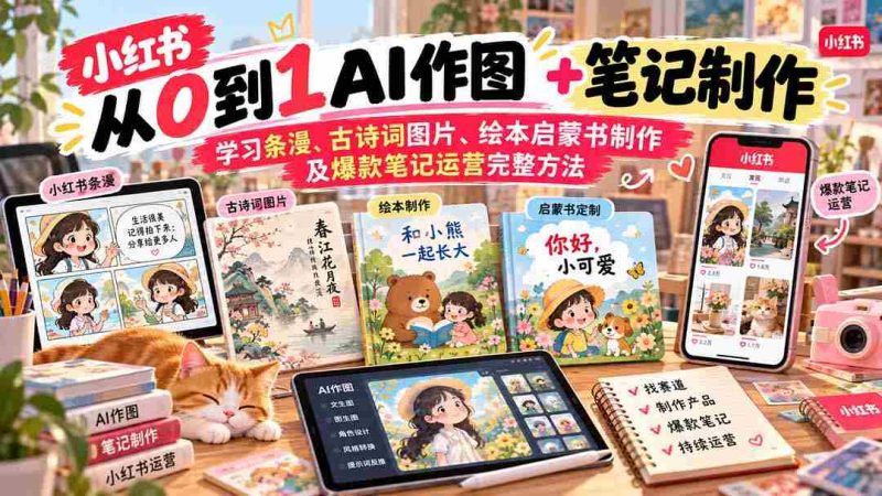 2026年小红书AI赋能内容制作:从零基础掌握条漫、古诗词插画、绘本制作与爆款笔记运营攻略-湘创网